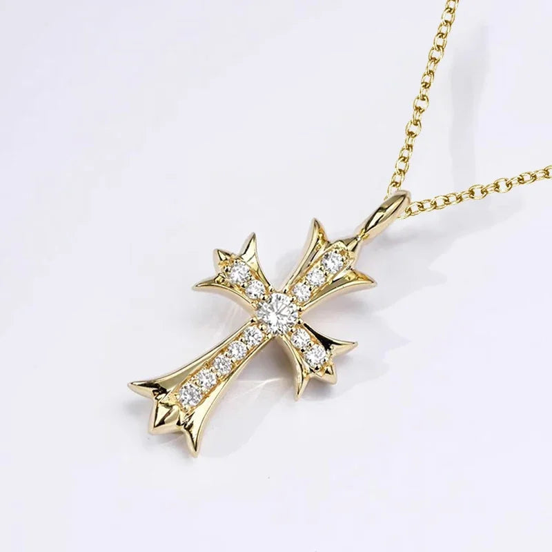 Sparking Zirconia Cross Pendant Necklace