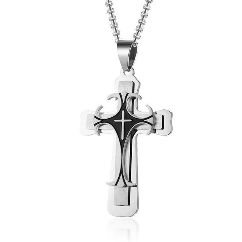Multilayer Fashion Cross Pendant Necklace
