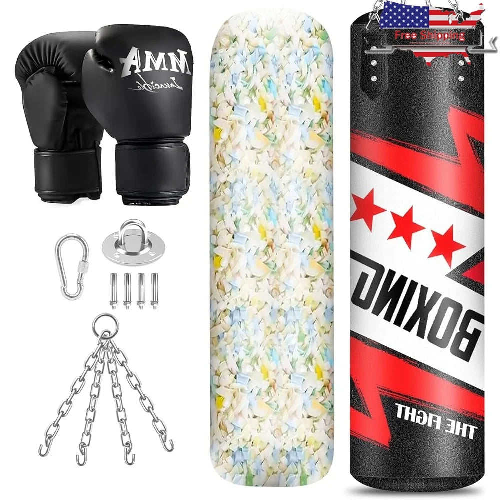Heavy Punching Bag (w/12OZ Gloves & 11LB Sponge Filler)