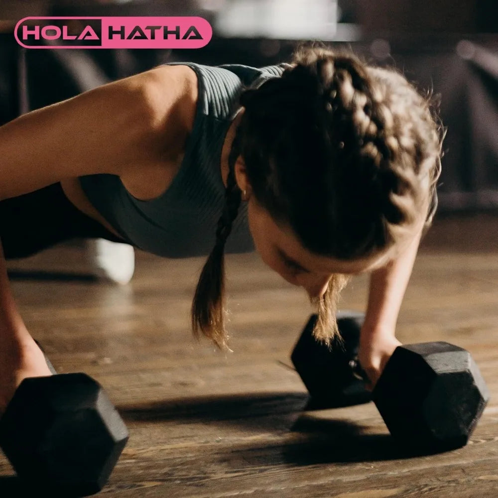 Hexagonal Dumbbell Free Hand Weight Set w/Rack