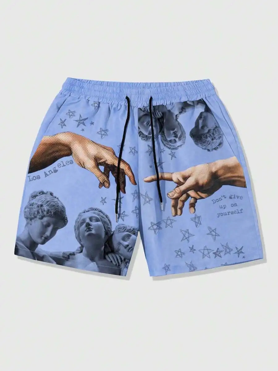Sports Casual Sculpture Print Shorts
