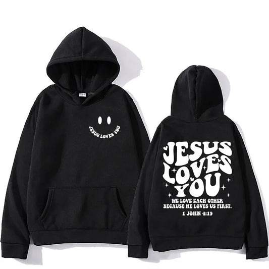 'Jesus Loves You' Print Pullover Hoodie #2 (Christian Apparel)