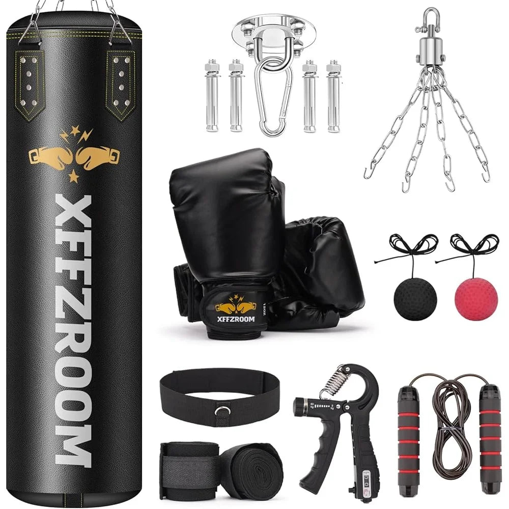 6-in-1 Heavy Boxing Bag Set w/12oz Gloves & More