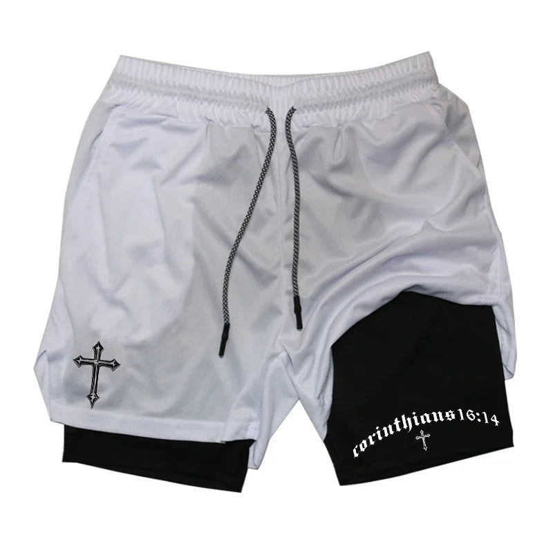 2-in-1 Men's Performance Shorts (Bible Printed - 'Philippians 4:13')