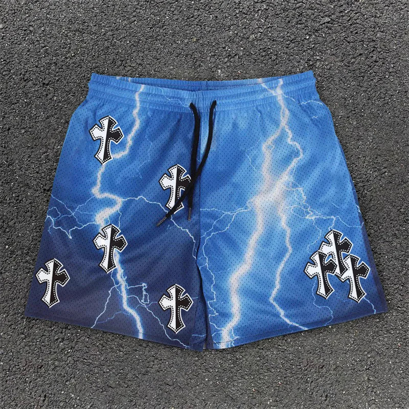 Assorted Graphic Angel & Crosses Workout Shorts