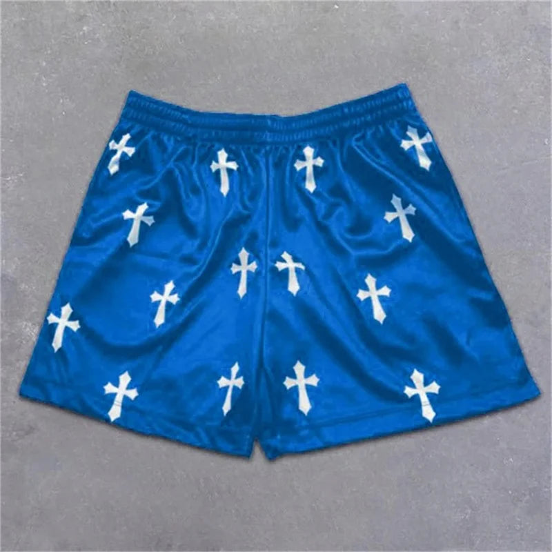 Assorted Graphic Angel & Crosses Workout Shorts