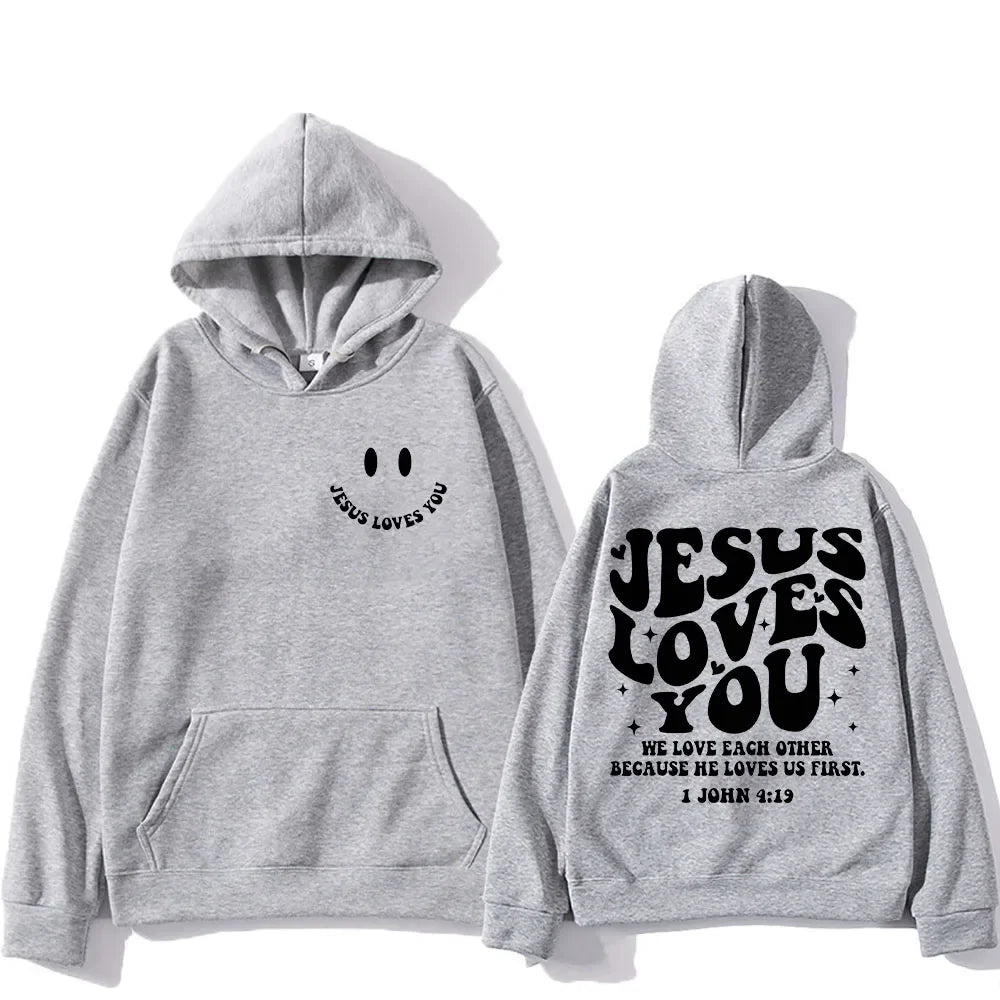 'Jesus Loves You' Print Pullover Hoodie #2 (Christian Apparel)