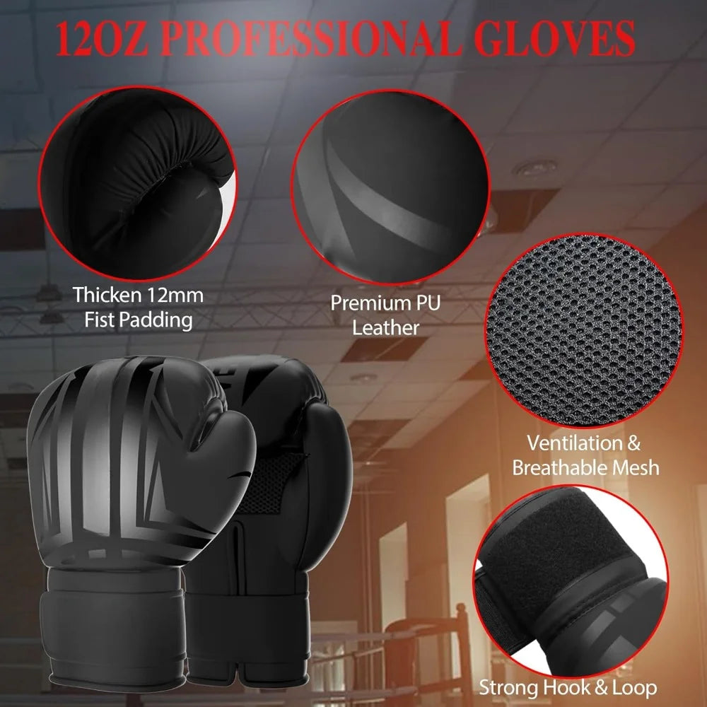 Heavy Boxing Bag Set (w/12OZ Boxing Gloves, Jump Rope, Wraps & Grip Trainer)