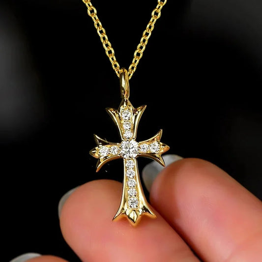 Sparking Zirconia Cross Pendant Necklace