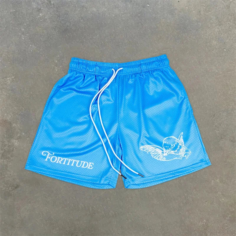 Assorted Graphic Angel & Crosses Workout Shorts