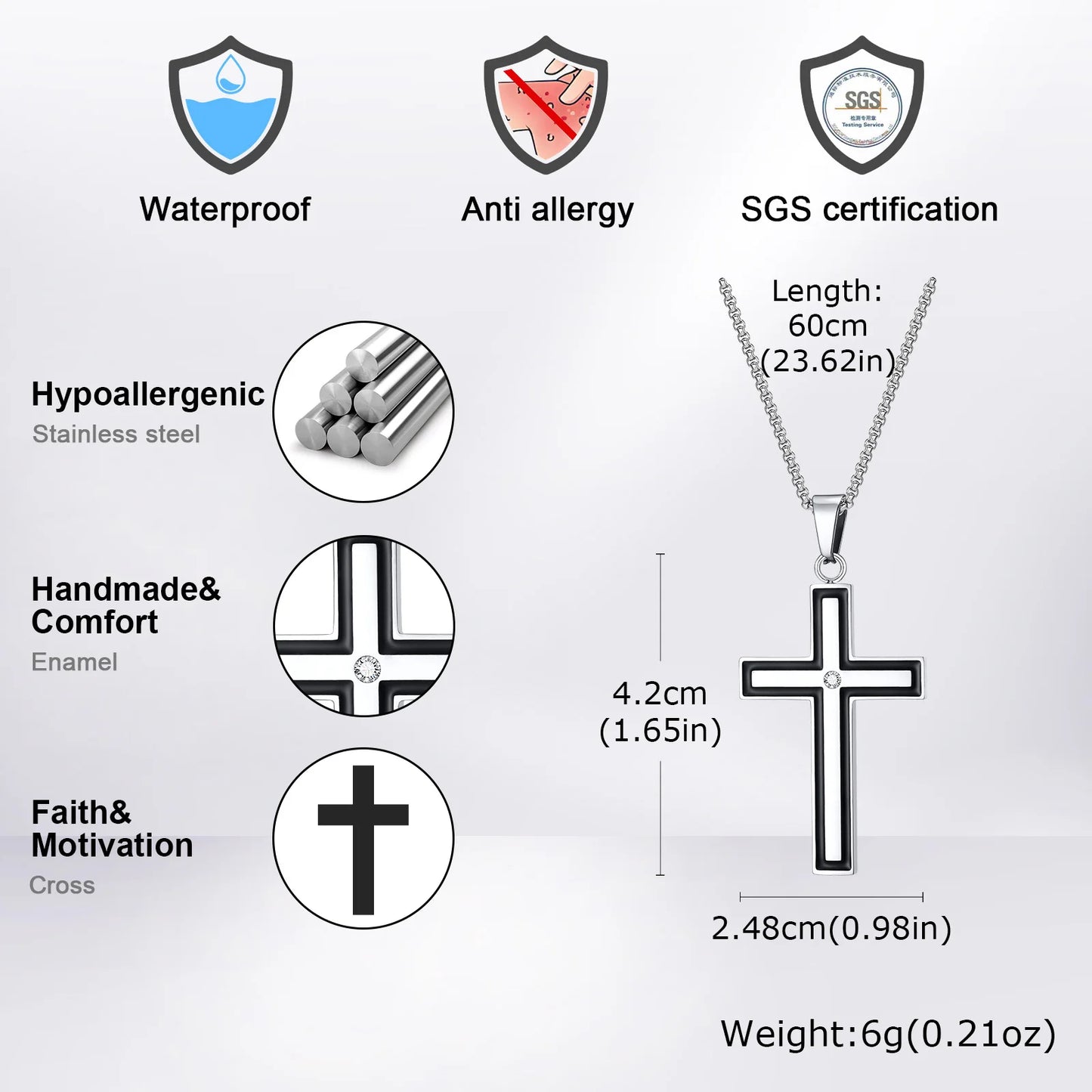 Unisex Stainless Steel Cross Necklaces
