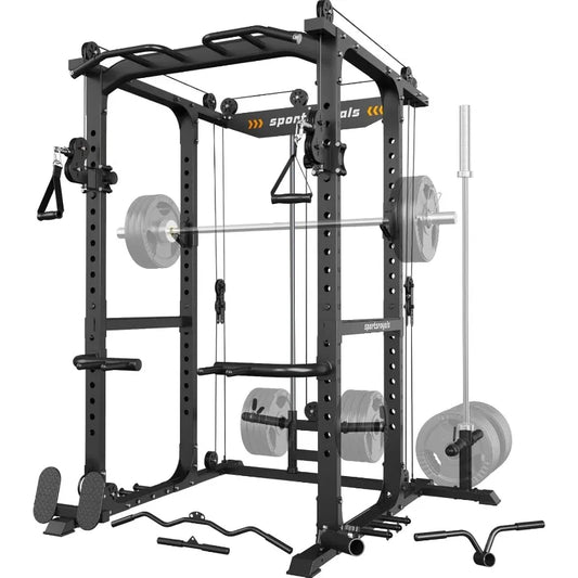 1600lbs Multi-Function Power Rack Cage w/Adjustable Cable (1600 lbs.)