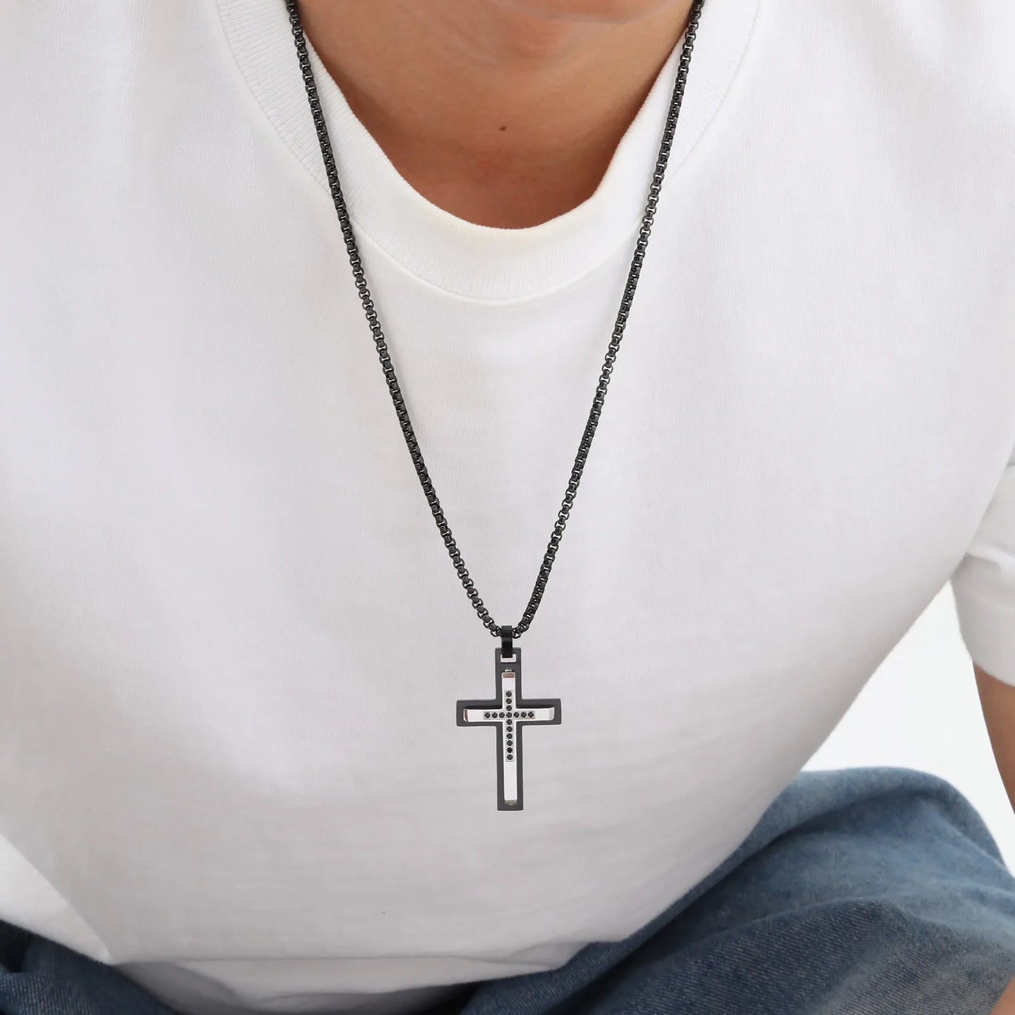 Double Layered Stainless Steel Pendant Necklace