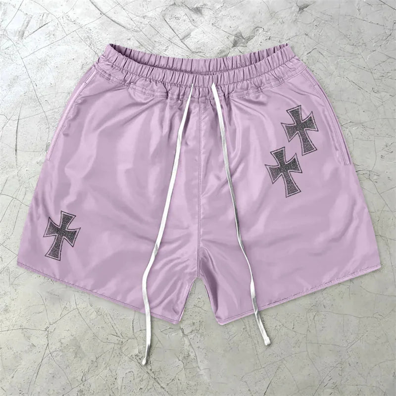 Assorted Graphic Angel & Crosses Workout Shorts