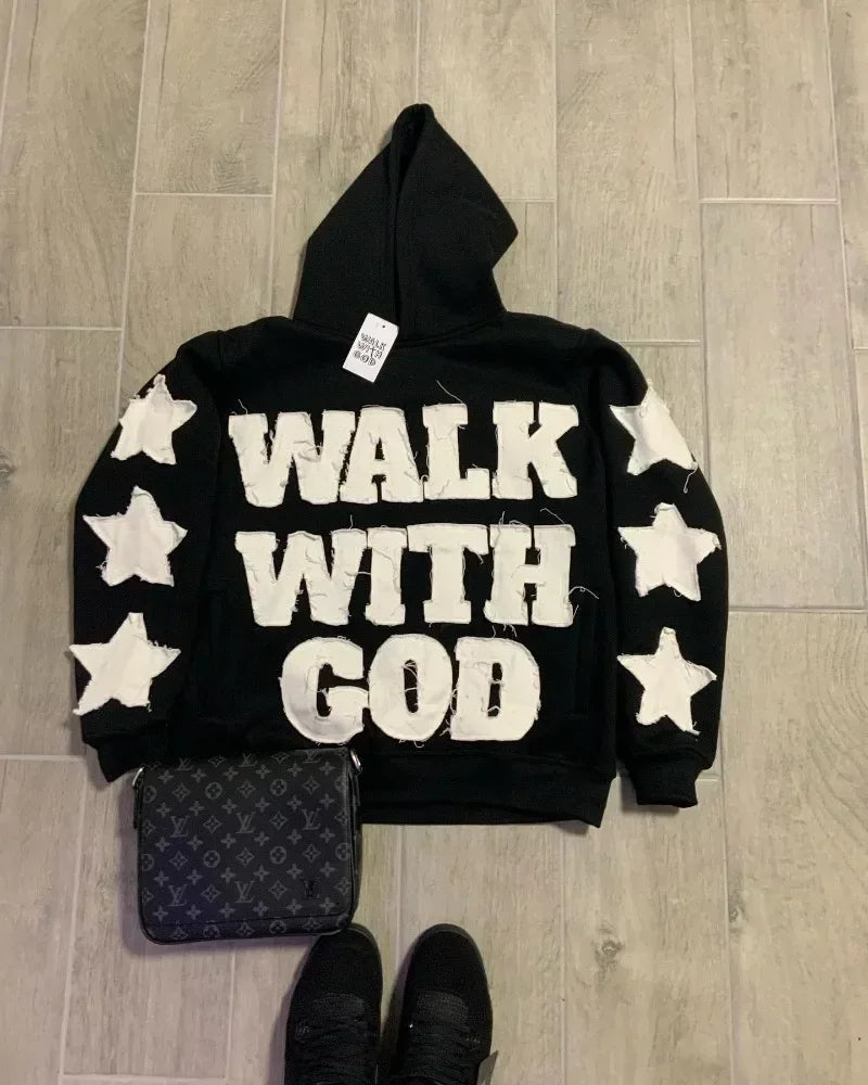 Gothic Y2K 'Walk With God' Zip-Up Hoodie