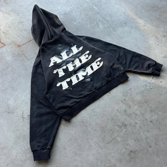 Streetwear 'God Is Good' Embroidered Zip-Up Hoodie