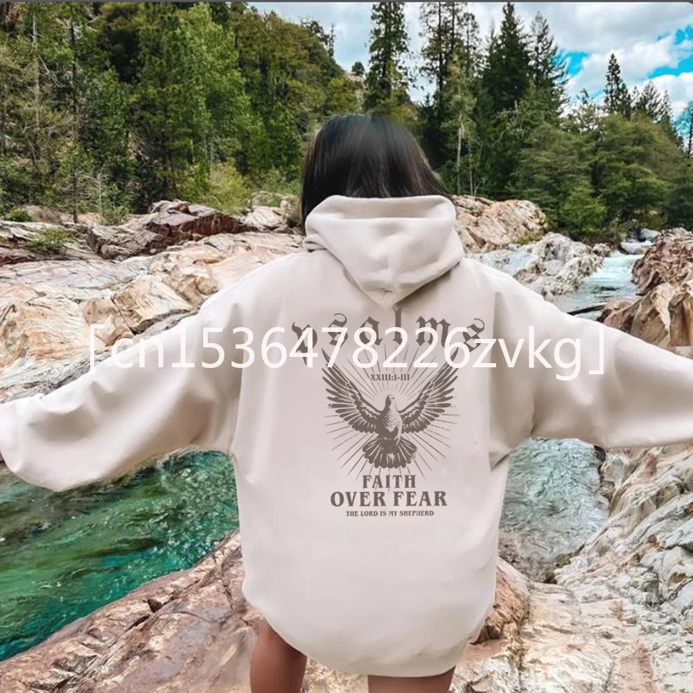 'Faith Over Fear' Pullover Hoodie w/Dove Print
