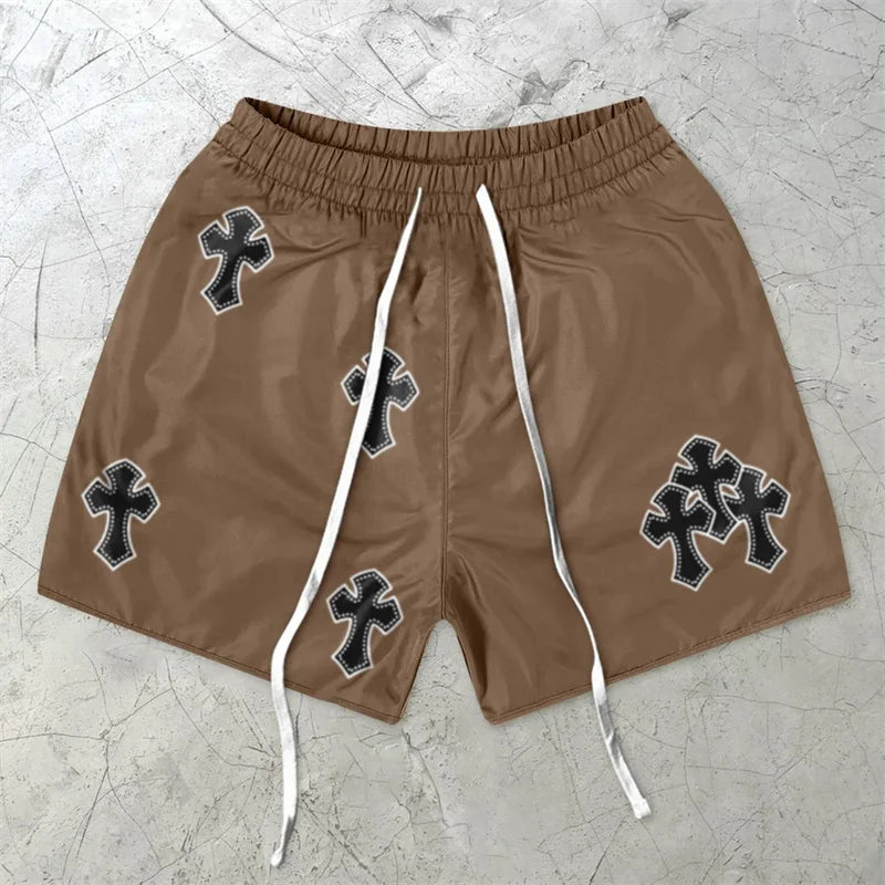 Assorted Graphic Angel & Crosses Workout Shorts