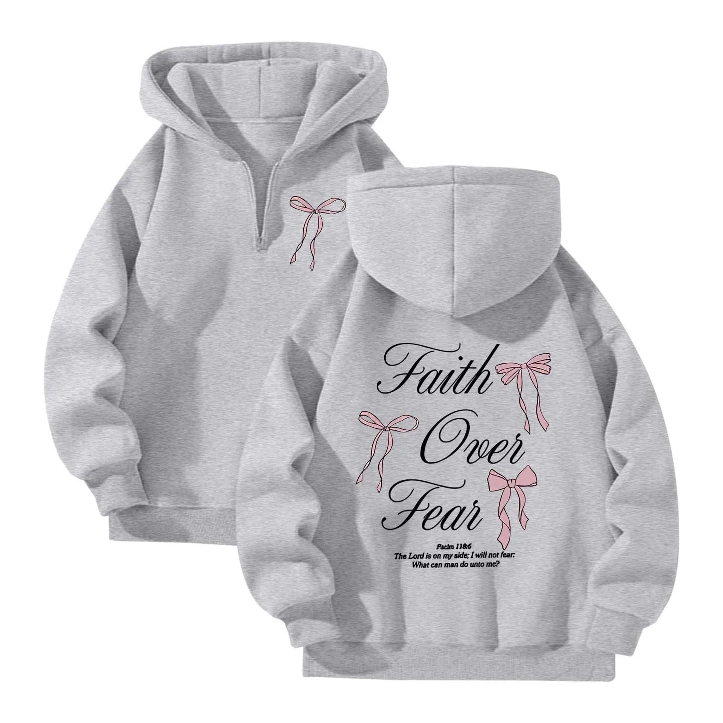 'Faith Over Fear' Pullover Hoodie w/Ribbon Print (Christian Apparel)