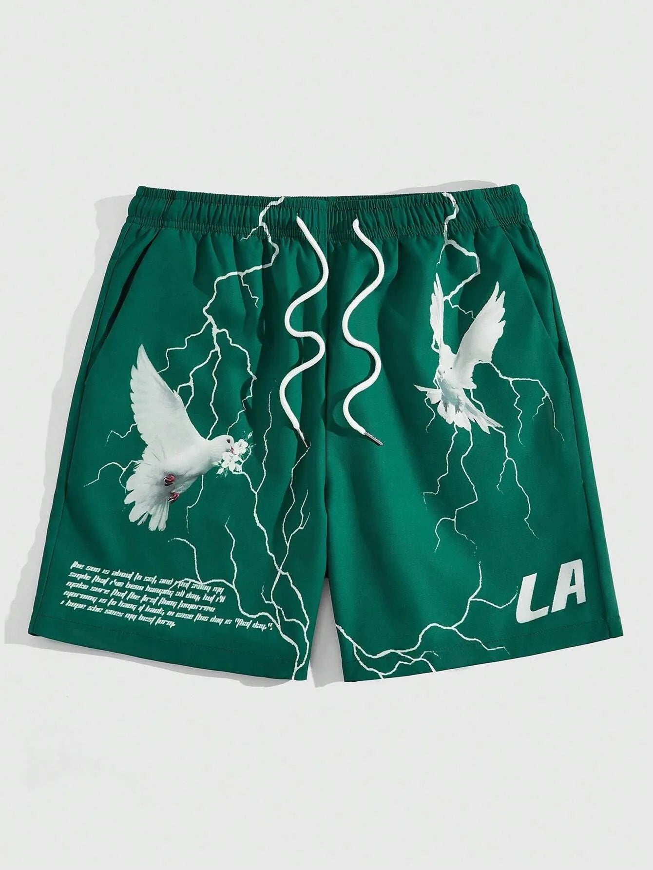 Pigeon & Slogan Graphic Fitness Shorts