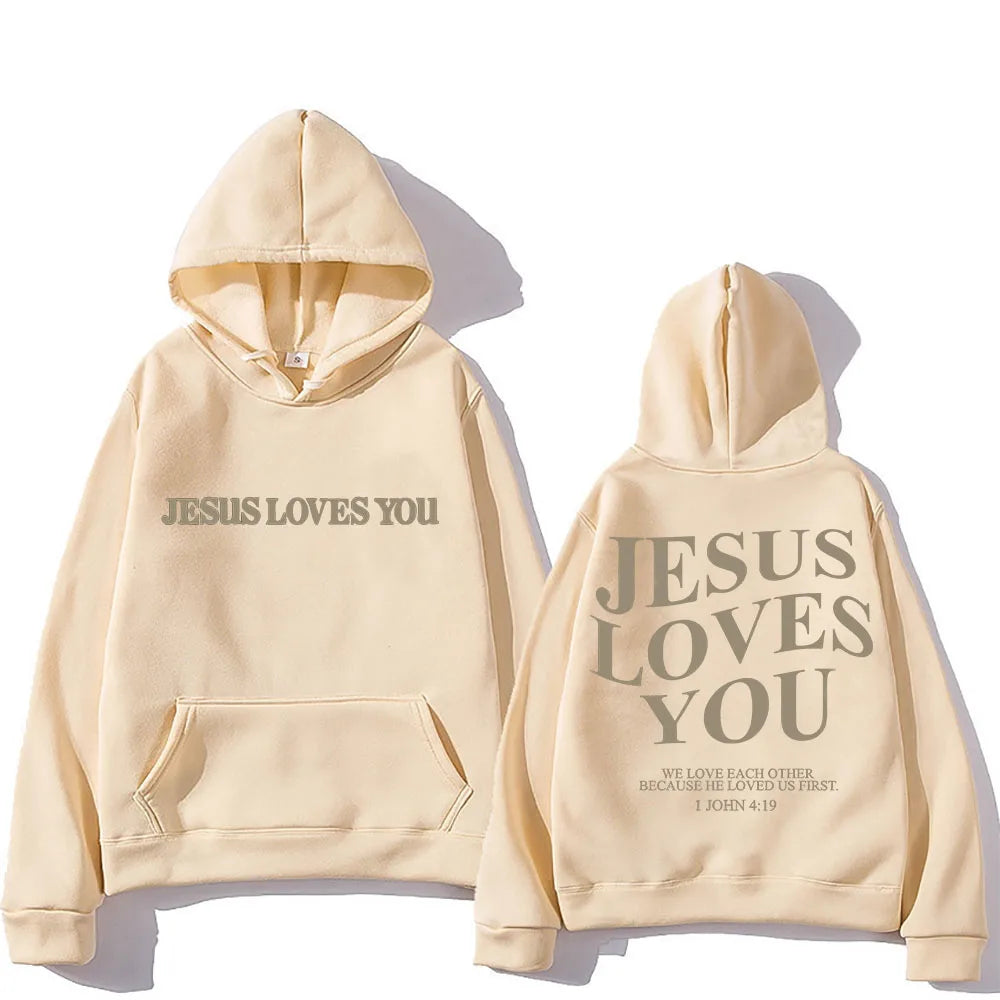 'Jesus Loves You' Print Pullover Hoodie (Christian Apparel)
