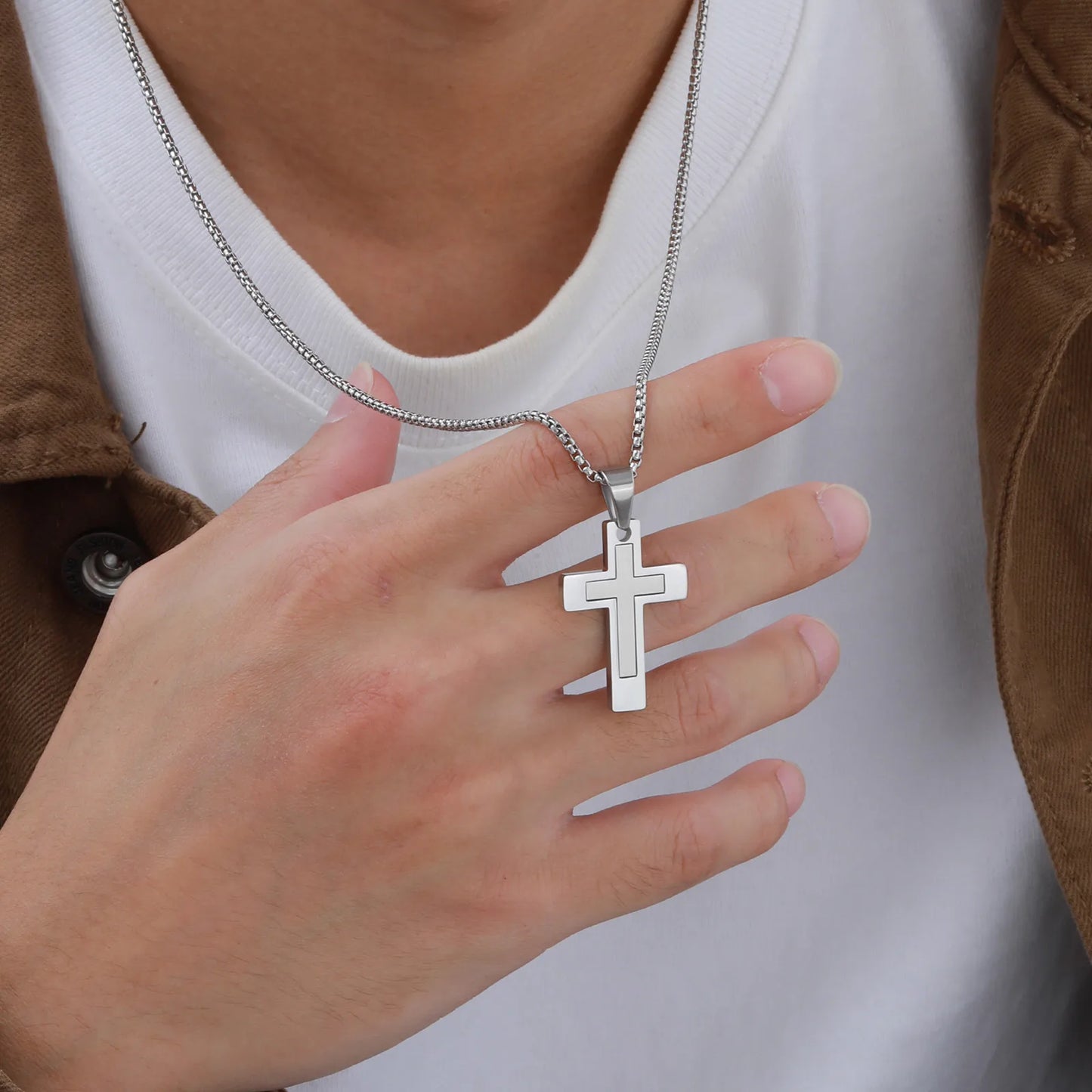 Stainless Steel Cross Pendant Necklace
