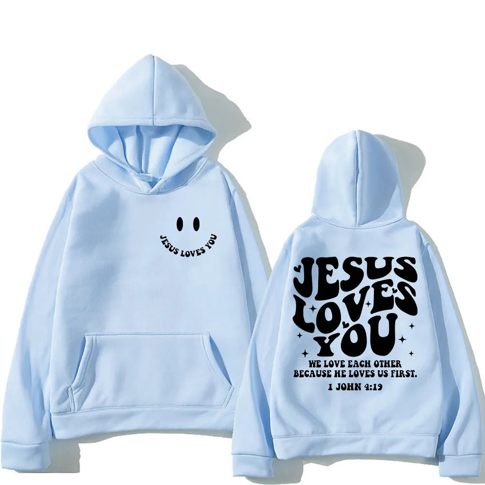 'Jesus Loves You' Print Pullover Hoodie #2 (Christian Apparel)