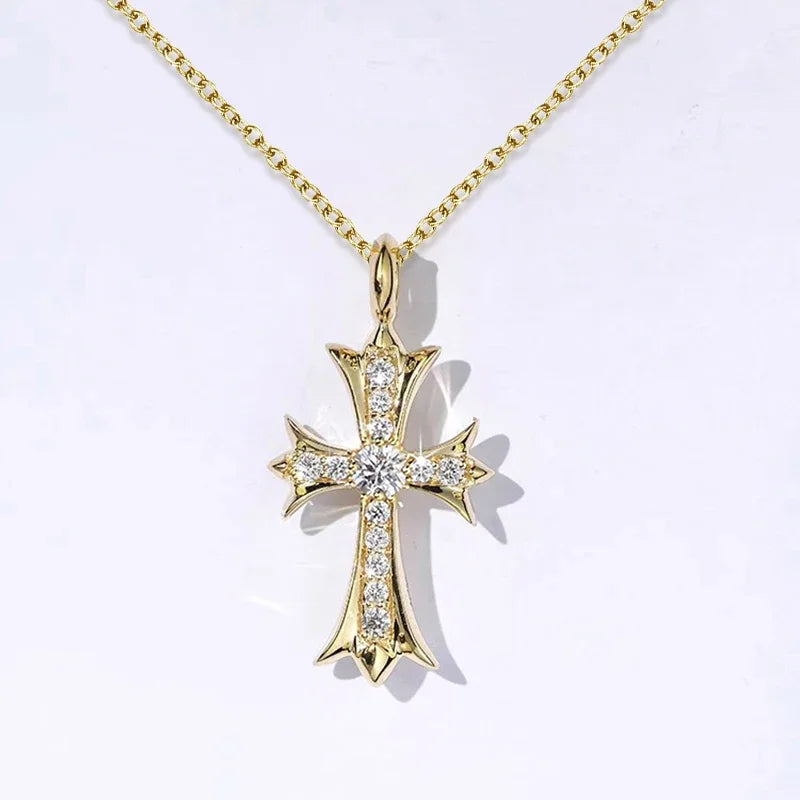 Sparking Zirconia Cross Pendant Necklace