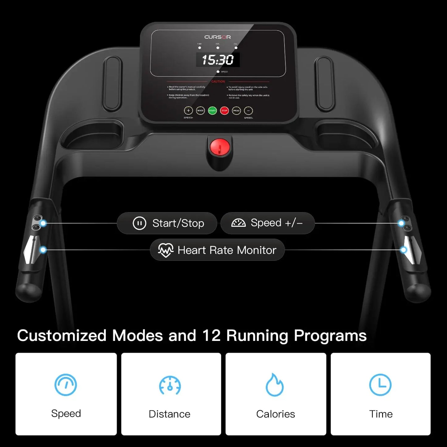 Foldable Home Treadmill with Pulse Sensors