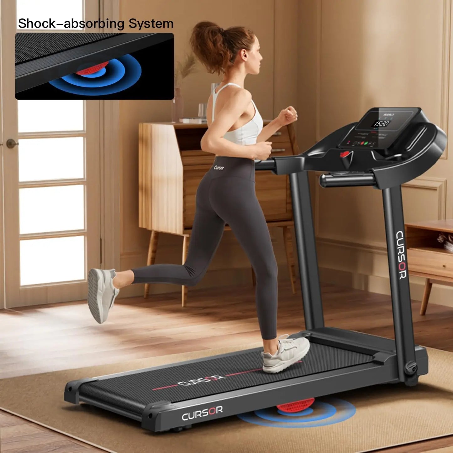 Foldable Home Treadmill with Pulse Sensors