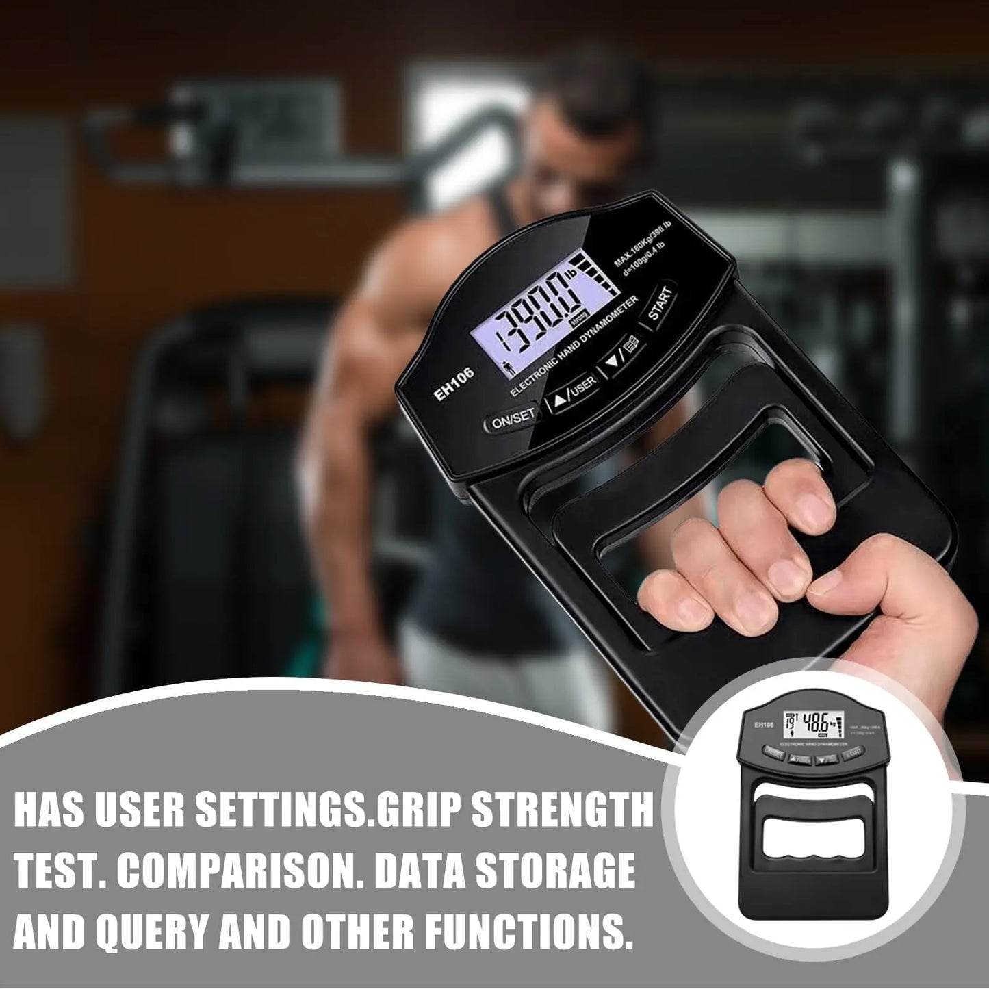 Electronic Grip Strength Trainer - Digital Tracker + Adjustable Resistance (396Lbs/180Kg)