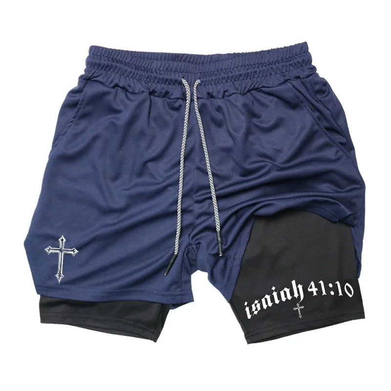 2-in-1 Men's Performance Shorts (Bible Printed - 'Philippians 4:13')