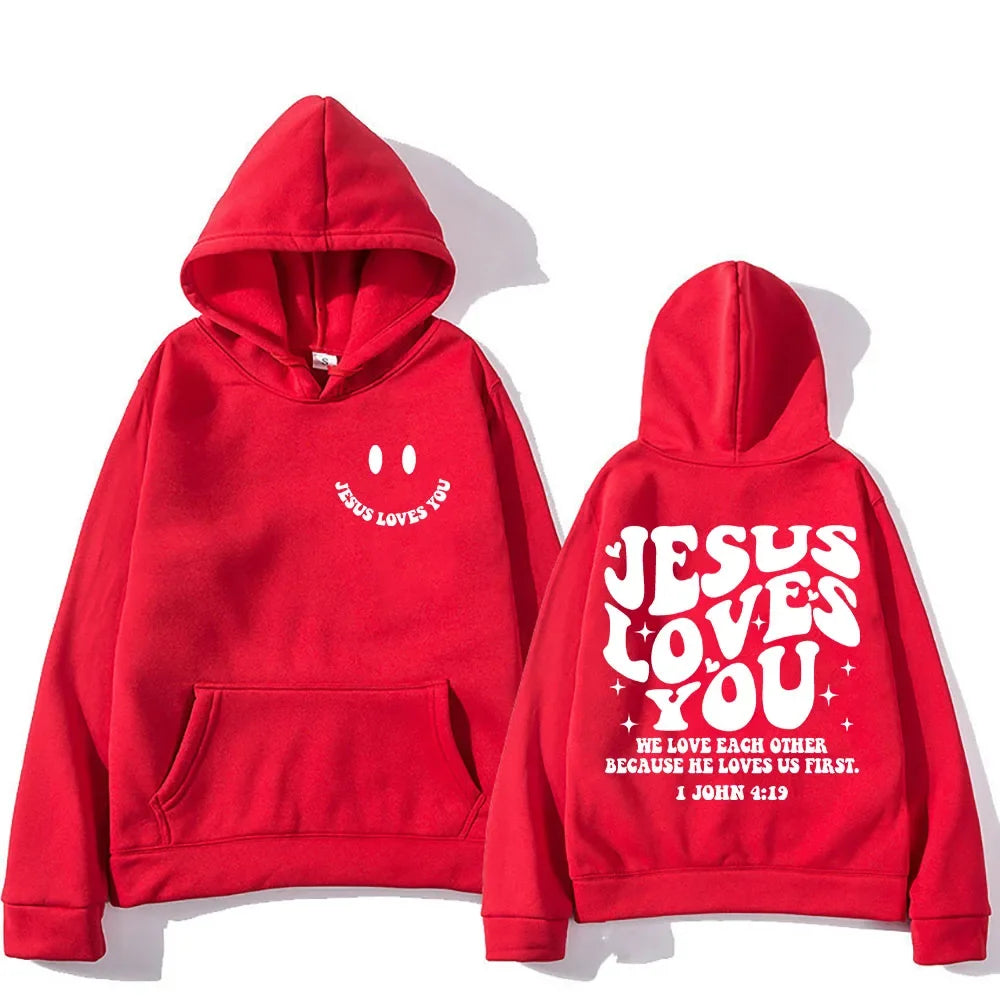 'Jesus Loves You' Print Pullover Hoodie #2 (Christian Apparel)