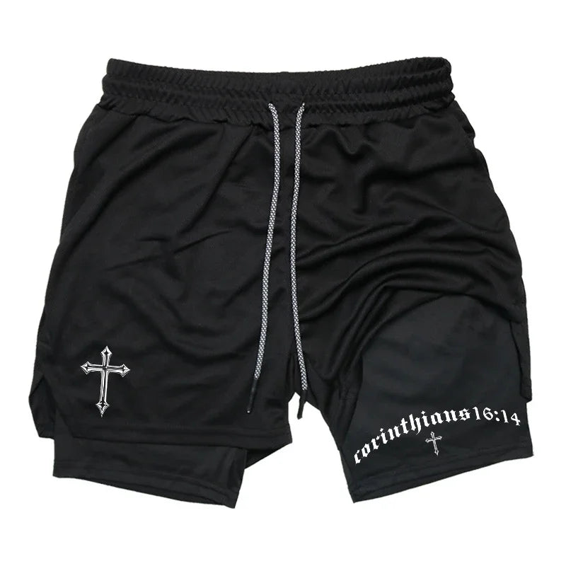 2-in-1 Men's Performance Shorts (Bible Printed - 'Philippians 4:13')