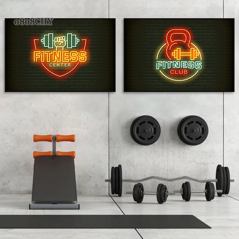 Neon Fitness Wall Posters