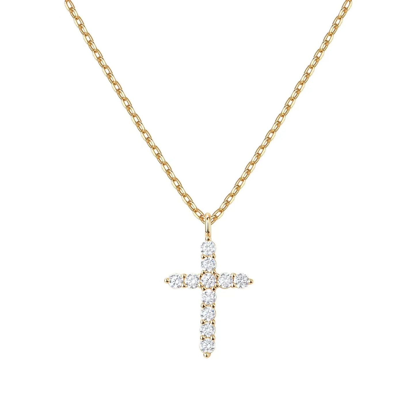 14K Gold Plated Zirconia Cross Necklace