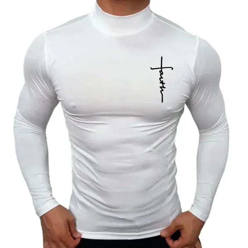 Long-Sleeved Compression High-Neck 'FAITH' Tee