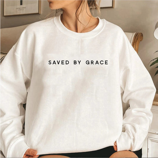 'Saved By Grace' Crewneck Sweatshirt (Christian Apparel)