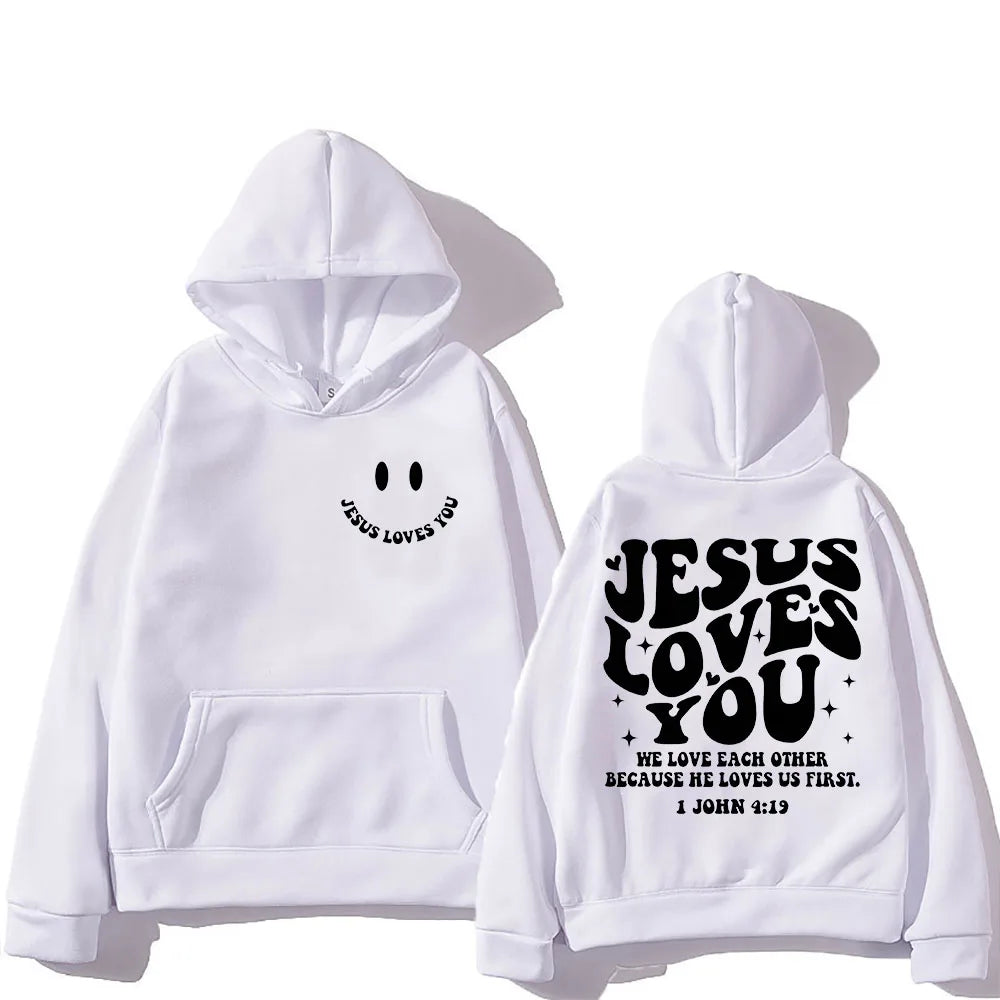 'Jesus Loves You' Print Pullover Hoodie #2 (Christian Apparel)