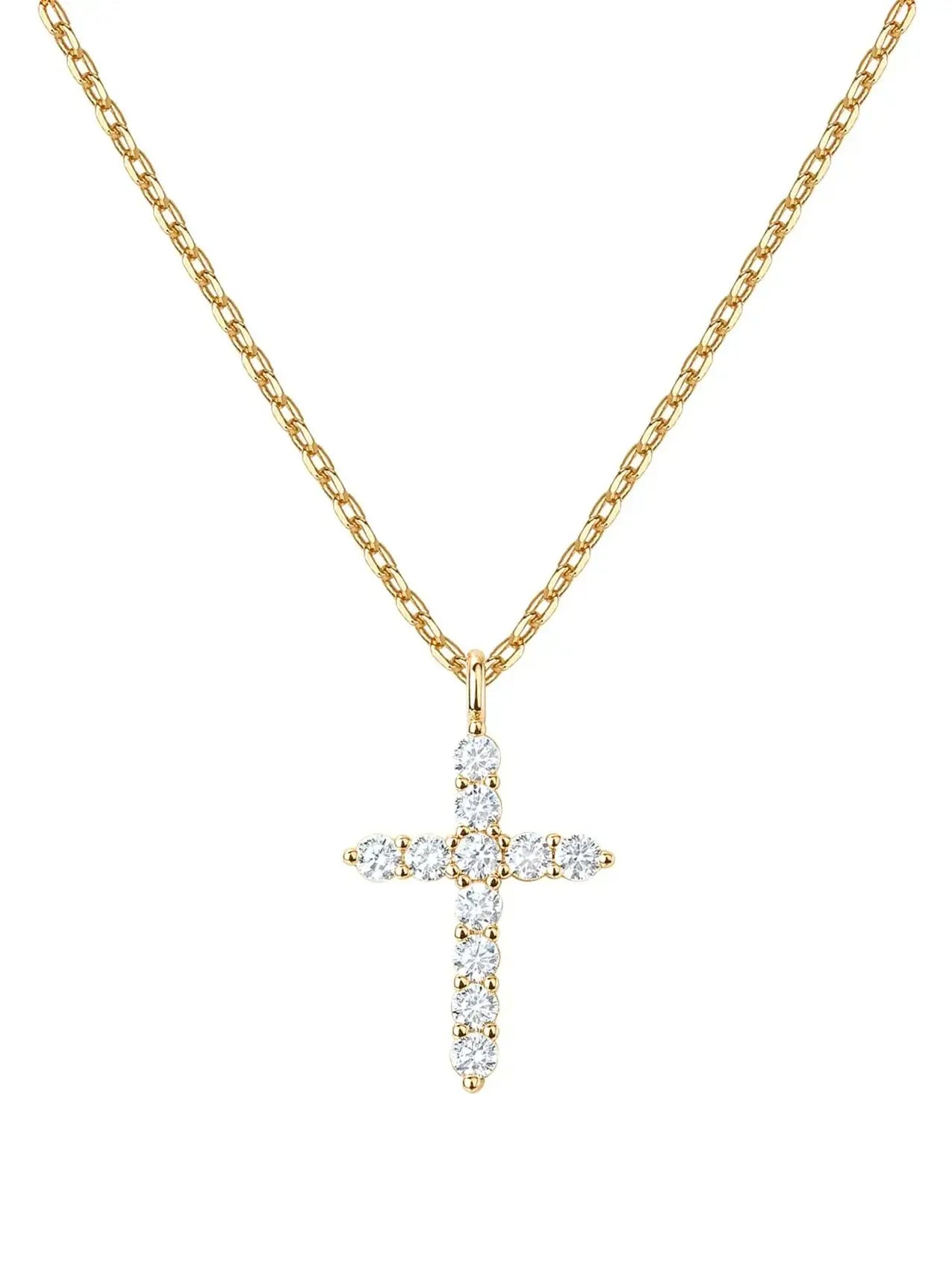 14K Gold Plated Zirconia Cross Necklace