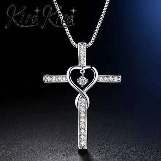 Infinity Birthstone Crystal Cross Necklace