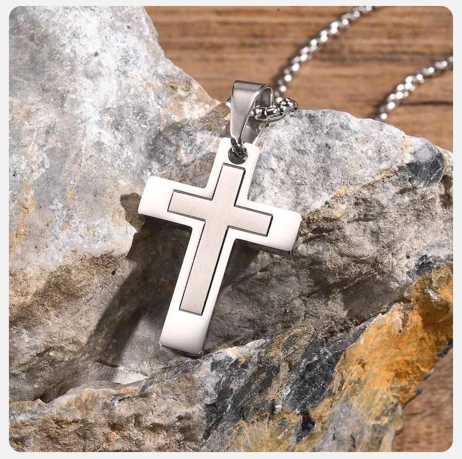 Unisex Stainless Steel Cross Necklaces