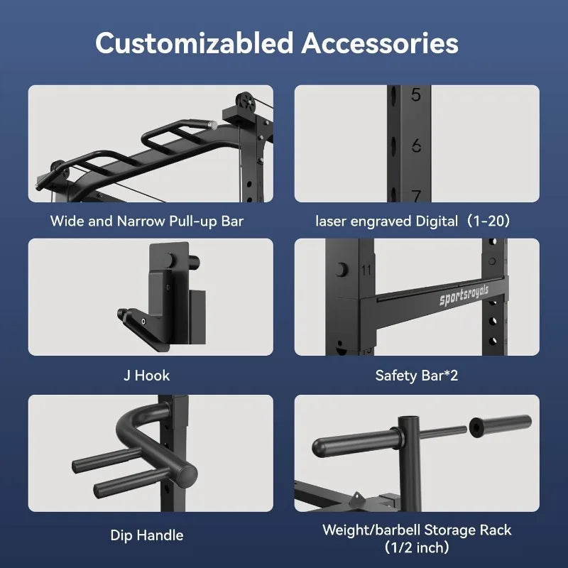 1600lbs Multi-Function Power Rack Cage w/Adjustable Cable (1600 lbs.)